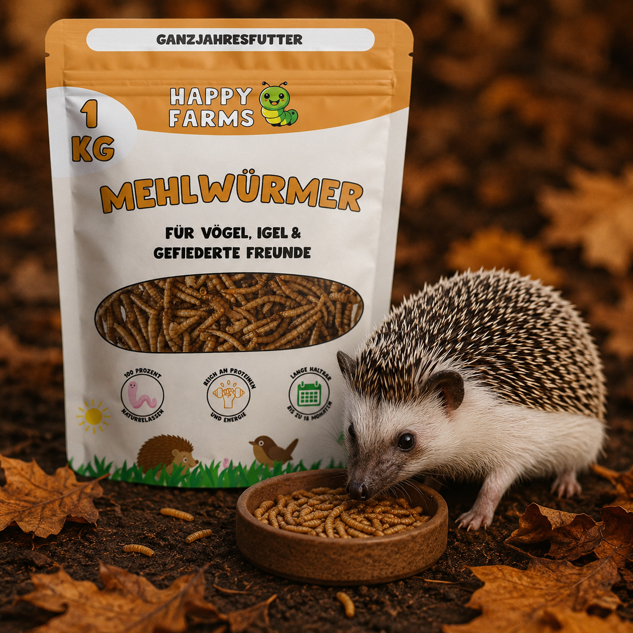 Mehlwürmer - der proteinreiche Snack für Haustiere wie afrikanische Weißbauch Igel